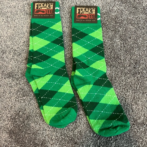 freaker feet Other - NWT- 2 Pair Freaker Feet Novelty Socks I Green Plaid Socks